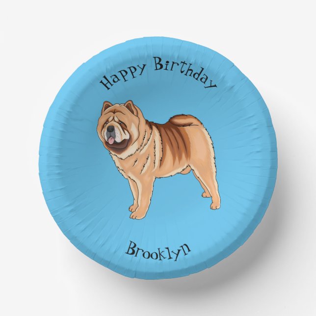 Chow Chow dog cartoon illustration Paper Plate (Front)