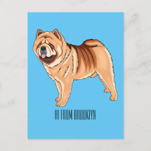 Chow Chow dog cartoon illustration  Postcard