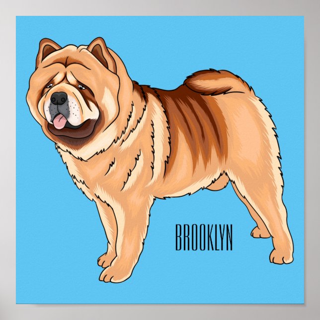 Chow Chow dog cartoon illustration Poster (Front)