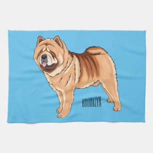 Chow Chow dog cartoon illustration Tea Towel