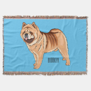 Chow Chow dog cartoon illustration Throw Blanket