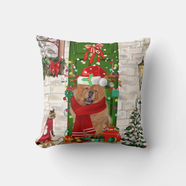 Chow Chow Dog Christmas  Cushion (Front)