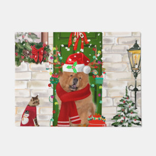 Chow Chow Dog Christmas  Doormat