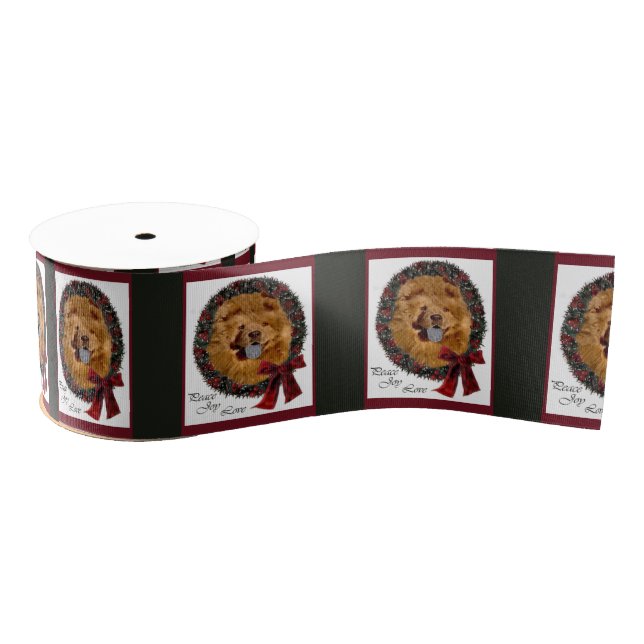 Chow Chow Dog Christmas Grosgrain Ribbon (Spool)