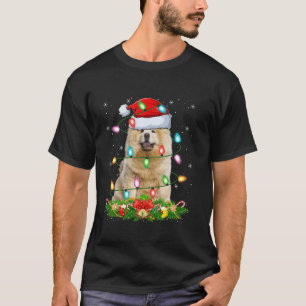 Chow Chow Dog Christmas Lights Funny Santa Hat Xma T-Shirt