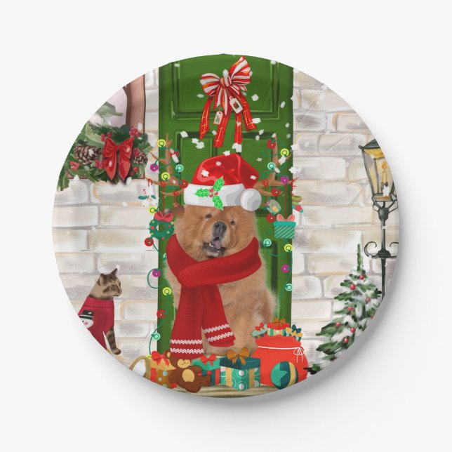 Chow Chow Dog Christmas   Paper Plate (Front)