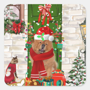 Chow Chow Dog Christmas  Square Sticker