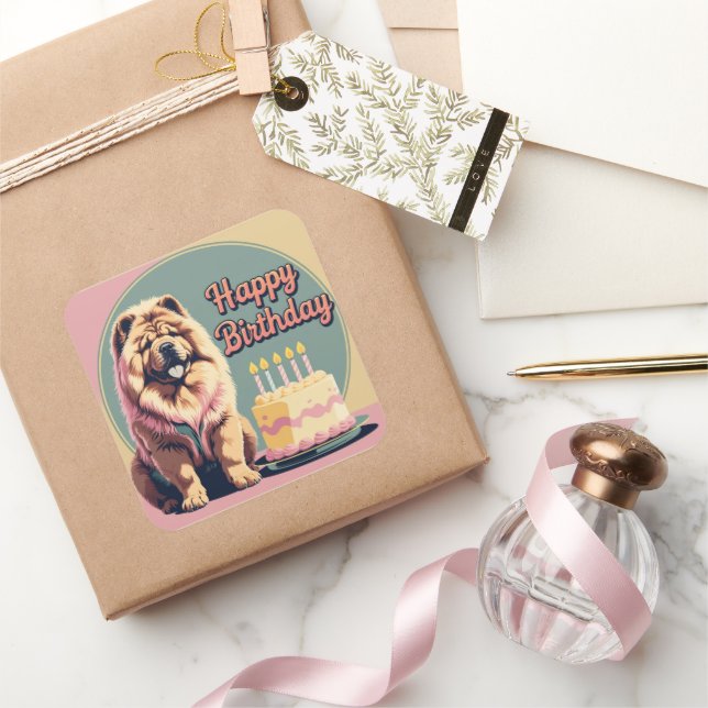 Chow Chow Dog Colourful  Square Sticker (Gifting)