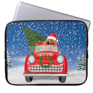 Chow Chow Dog Driving Car In Snow Laptop Sleeve
