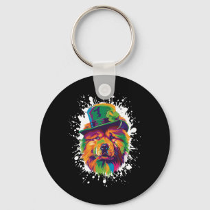 Chow Chow Dog Head Irish Funny St Patricks Day Key Ring