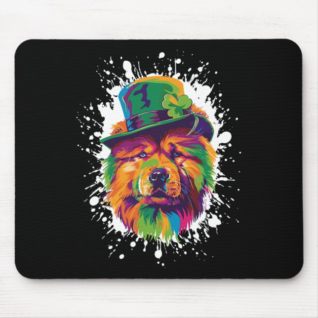 Chow Chow Dog Head Irish Funny St Patricks Day  Mouse Pad (Front)