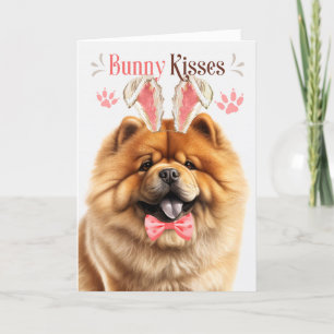 Chow Chow Dog in Bunny Ears for Easter Holiday Card