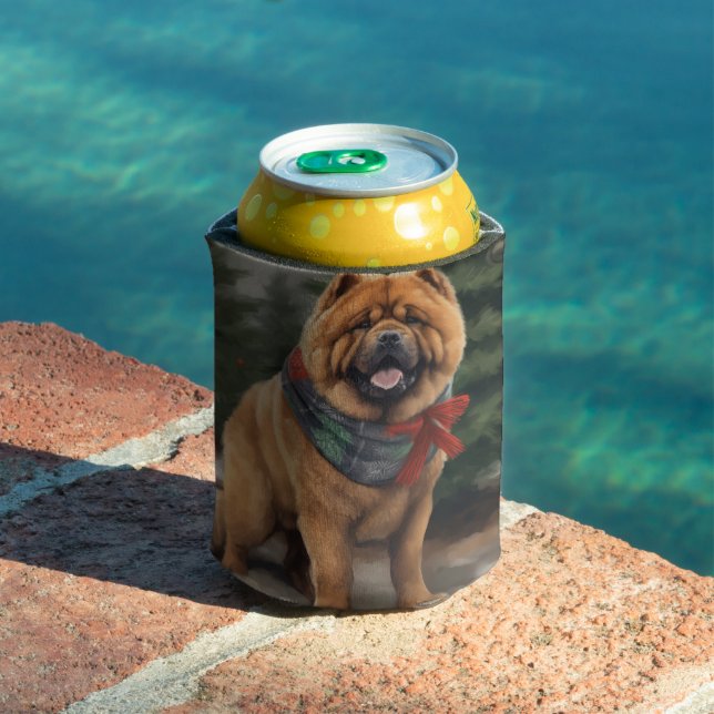Chow Chow Dog in Snow Christmas Can Cooler (In Situ Pool)