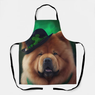 Chow Chow Dog in St. Patrick's Day Dress Apron