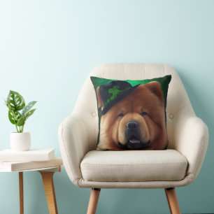 Chow Chow Dog in St. Patrick's Day Dress Cushion