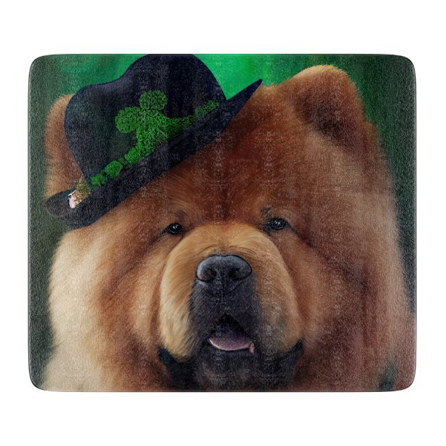 Chow Chow Dog in St. Patrick's Day Dress Cutting Board (Front)