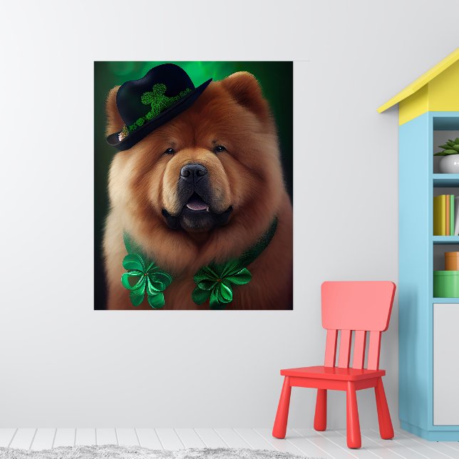 Chow Chow Dog in St. Patrick's Day Dress Poster (Nursery 1)