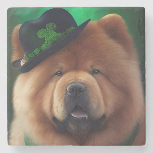 Chow Chow Dog in St. Patrick's Day Dress Stone Coaster