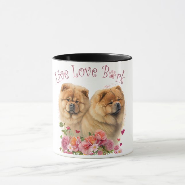 Chow Chow Dog Mum Floral Mug (Center)