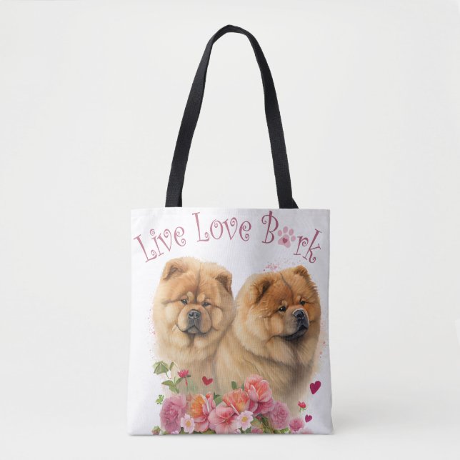 Chow Chow Dog Mum Floral Tote Bag (Front)