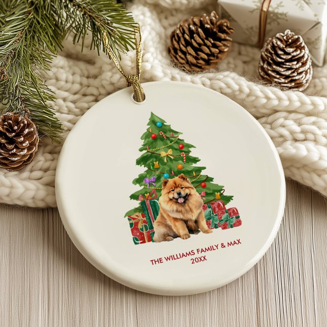Chow Chow Dog Personalised Christmas Ceramic Ornament (Creator Uploaded)