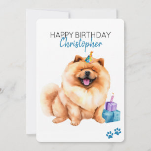 Chow Chow Dog Personalised Happy Birthday Flat Card