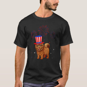 Chow Chow Dog Red White Blue Fireworks Decor 4th O T-Shirt