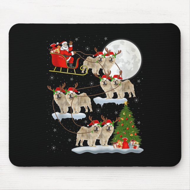 Chow Chow Dog Santa Sleigh Flying Funny Magical Ch Mouse Pad (Front)
