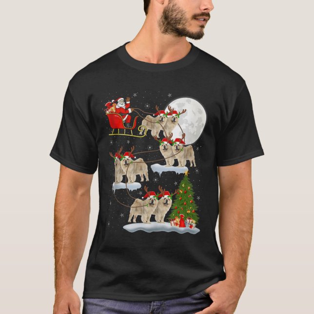 Chow Chow Dog Santa Sleigh Flying Funny Magical Ch T-Shirt (Front)