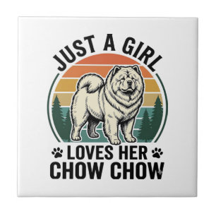 Chow Chow Dog Shirt Vintage Girl Dog Lover Art_1 Ceramic Tile