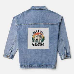 Chow Chow Dog Shirt Vintage Girl Dog Lover Art_1 Denim Jacket