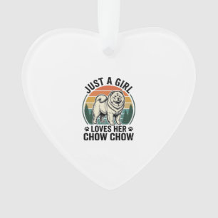 Chow Chow Dog Shirt Vintage Girl Dog Lover Art_1 Ornament