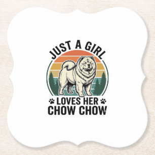 Chow Chow Dog Shirt Vintage Girl Dog Lover Art_1 Paper Coaster