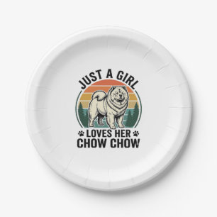 Chow Chow Dog Shirt Vintage Girl Dog Lover Art_1 Paper Plate