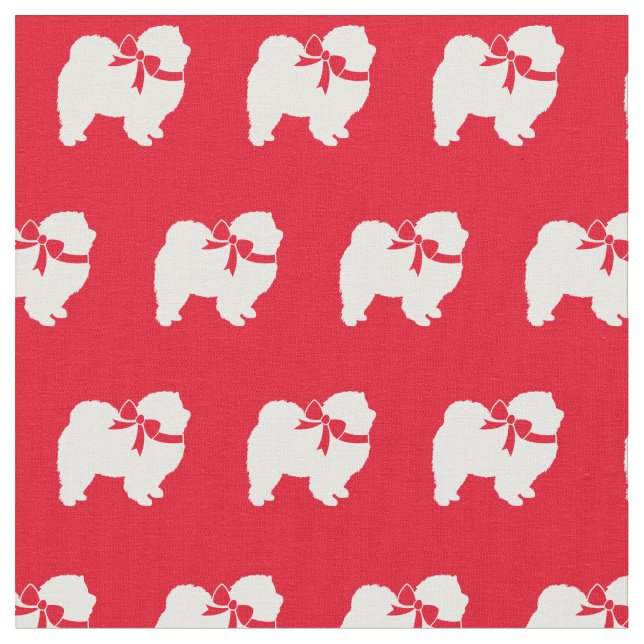 Chow Chow Dog Silhouette Pet Red Fabric (Close Up)