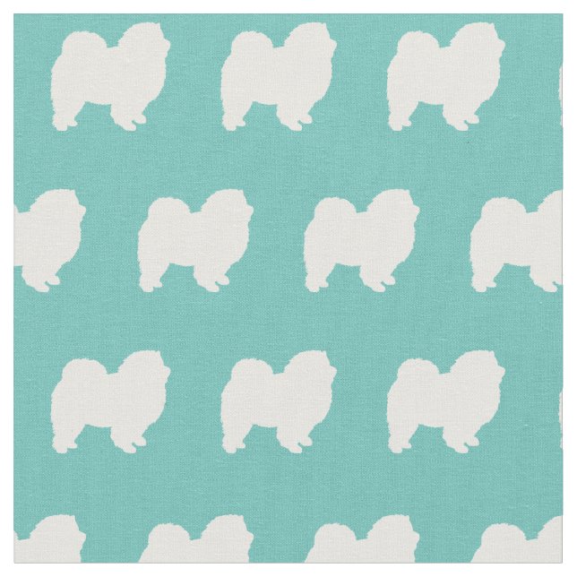 Chow Chow Dog Silhouette Pet Teal Fabric (Close Up)