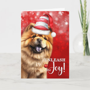 Chow Chow Dog Unleash the Joy Christmas Holiday Card