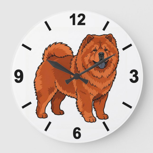 Chow Chow Dog Wall Clock Fluffy Pet Decor (Front)