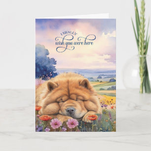 Chow Chow Dog Wildflowers Scenic Vista Miss You Card