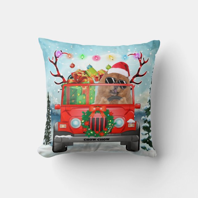 Chow Chow dog with Christmas gifts Cushion (Front)