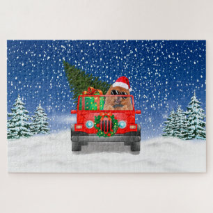 Chow Chow dog with Christmas gifts Jigsaw Puzzle