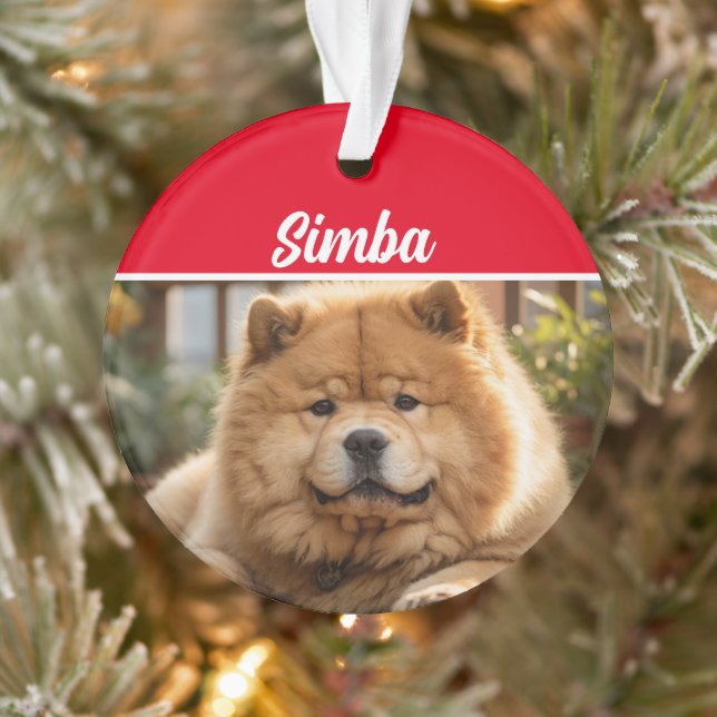 Chow Chow Dog with Name and Photo Christmas Ornament (Tree)