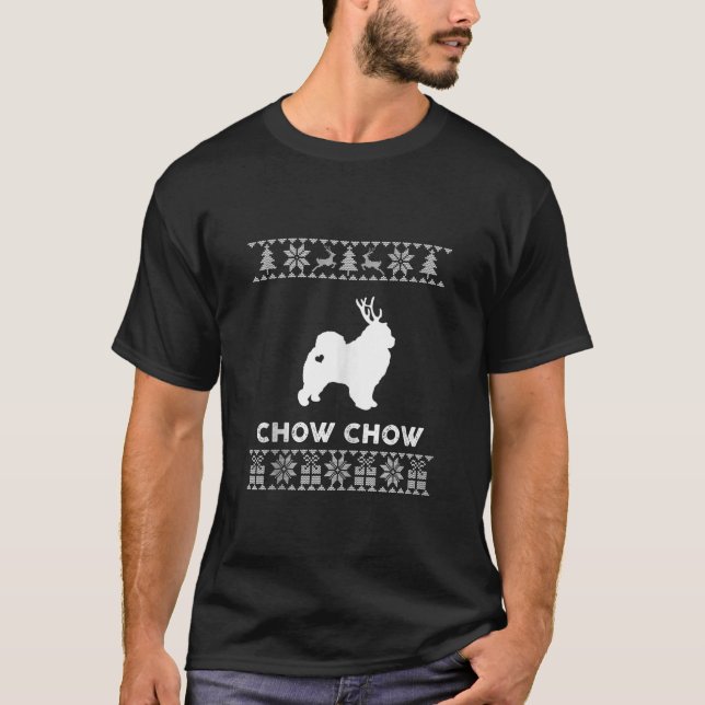 Chow Chow Dog Xmas Christmas Reindeer Ugly Christm T-Shirt (Front)