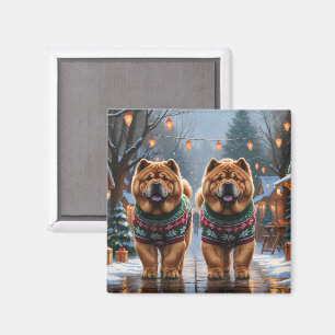Chow Chow Dogs Christmas Snow Holiday Magnet