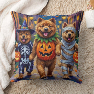 Chow Chow Dogs Trick-or-Treating Halloween Costume Cushion