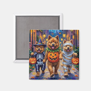 Chow Chow Dogs Trick-or-Treating Halloween Costume Magnet
