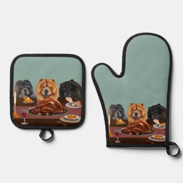 Chow Chow Feast Oven Mitt and Pot Holder Oven Mitt & Pot Holder Set (Front)