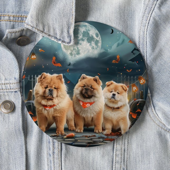 Chow Chow Halloween Spooky 6 Cm Round Badge (In Situ)