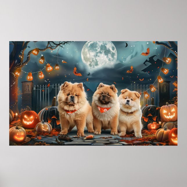 Chow Chow Halloween Spooky Poster (Front)