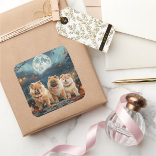 Chow Chow Halloween Spooky Square Sticker